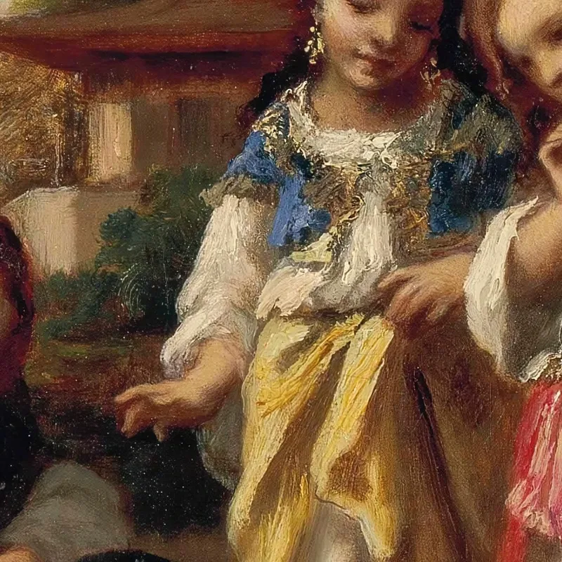 Drei Kleine Mädchen Und Drei Welpen In Der Türkei Narcisse-Virgile Diaz de La Peña