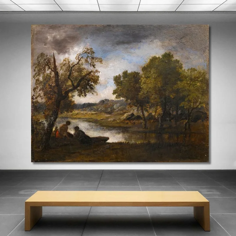 Dos Bañistas En La Orilla De Un Lago Narcisse-Virgile Diaz de La Peña