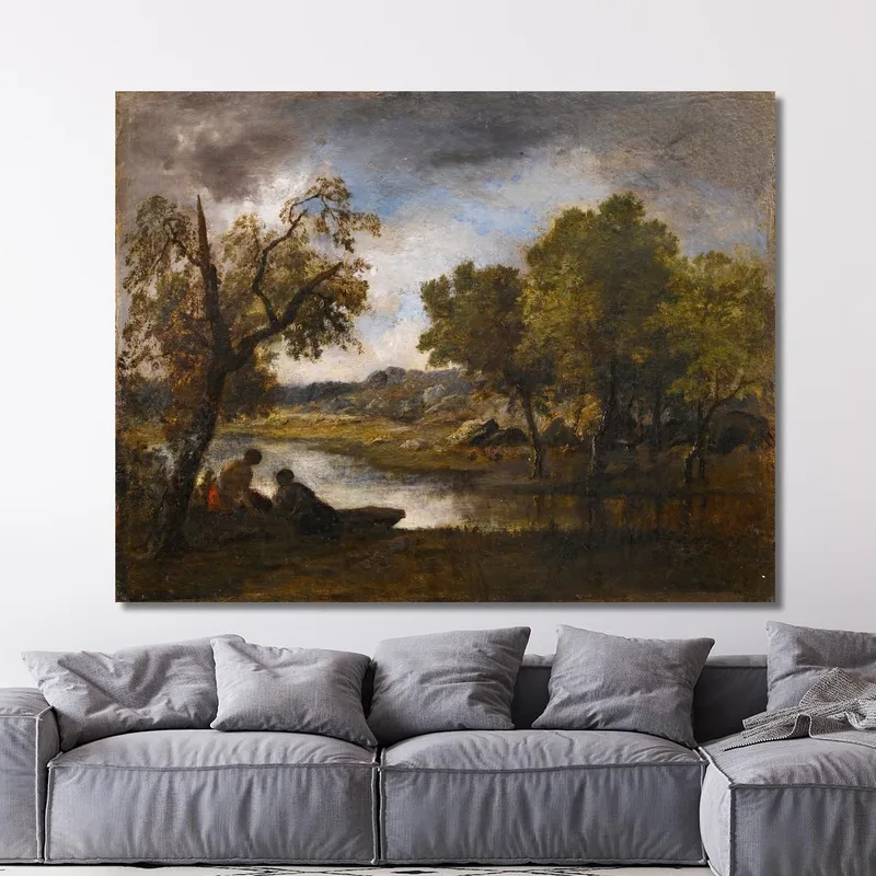 Dos Bañistas En La Orilla De Un Lago Narcisse-Virgile Diaz de La Peña