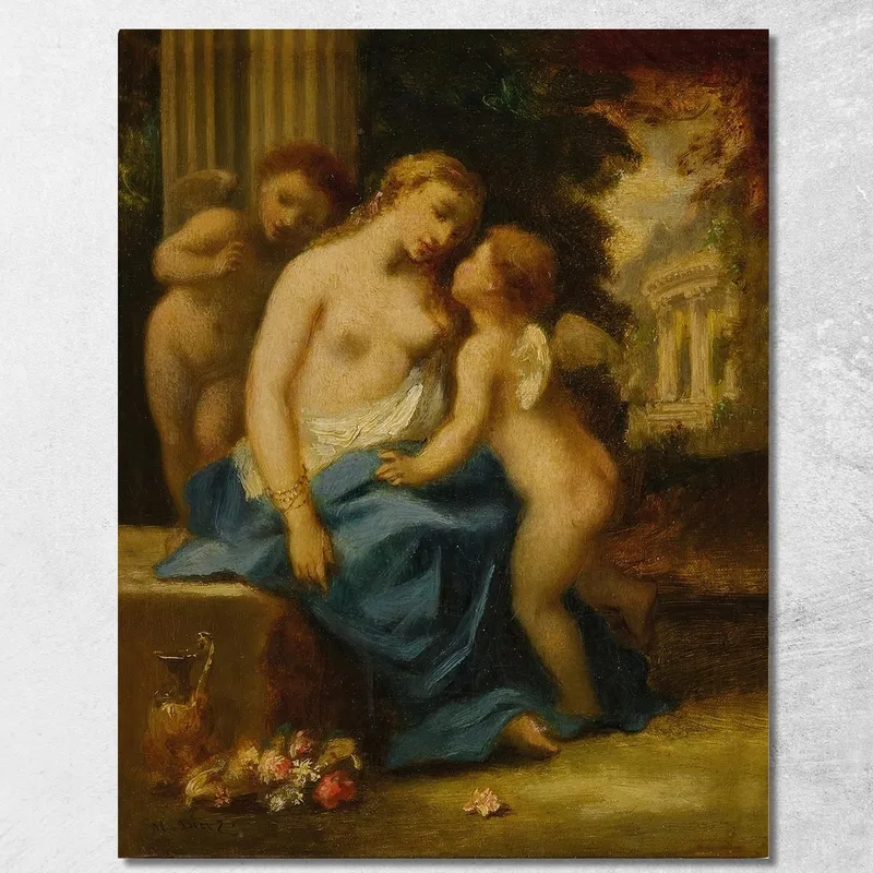 Venere E Cupidi Narcisse-Virgile Diaz de La Peña quadro stampa su tela