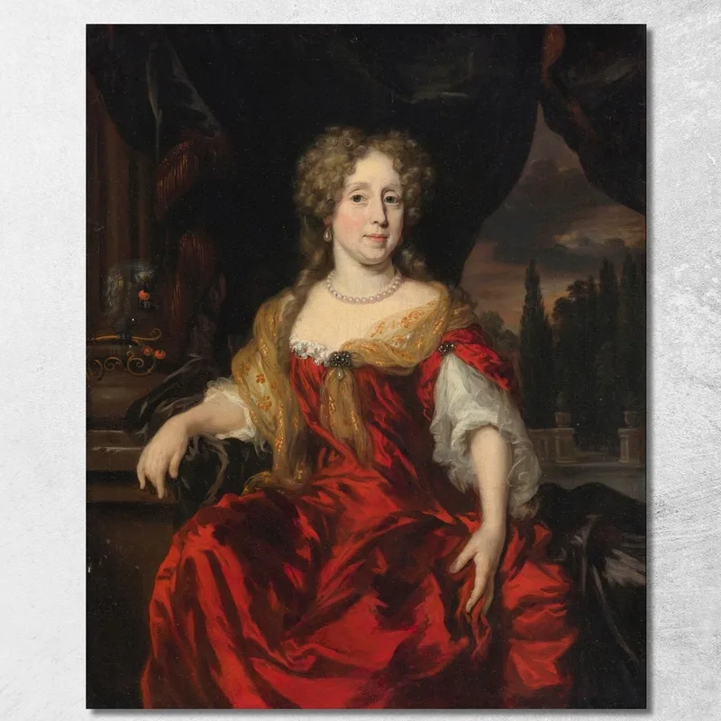 Portrait D'Une Dame Portant Une Robe Rouge Nicolaes Maes tableau impression sur toile