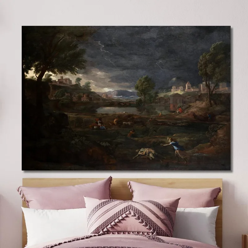 Landschaft Während Eines Gewitters Mit Pyramus Und Thisbe Nicolas Poussin
