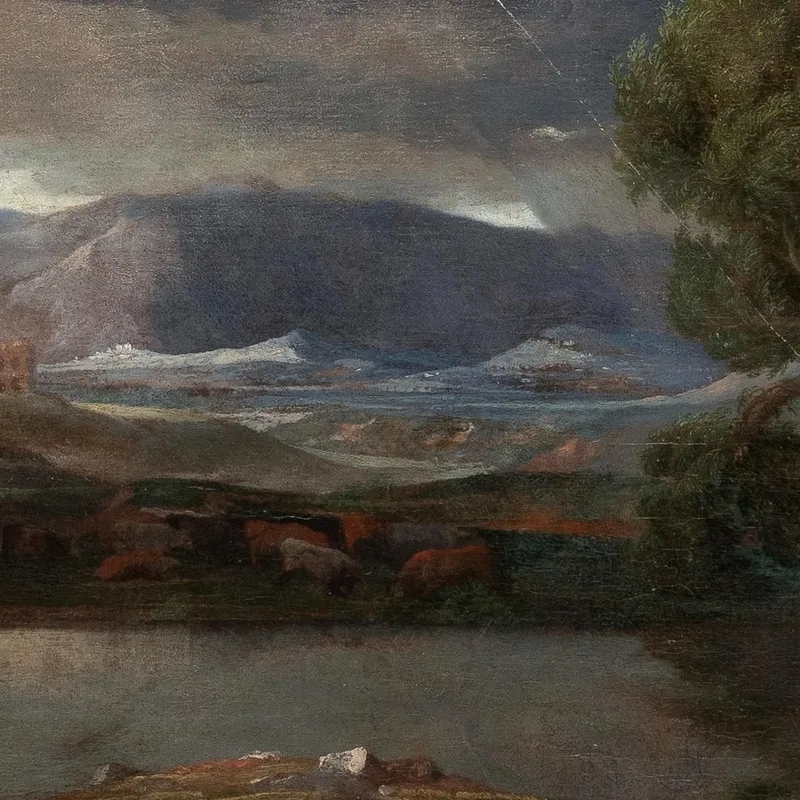 Landschaft Während Eines Gewitters Mit Pyramus Und Thisbe Nicolas Poussin