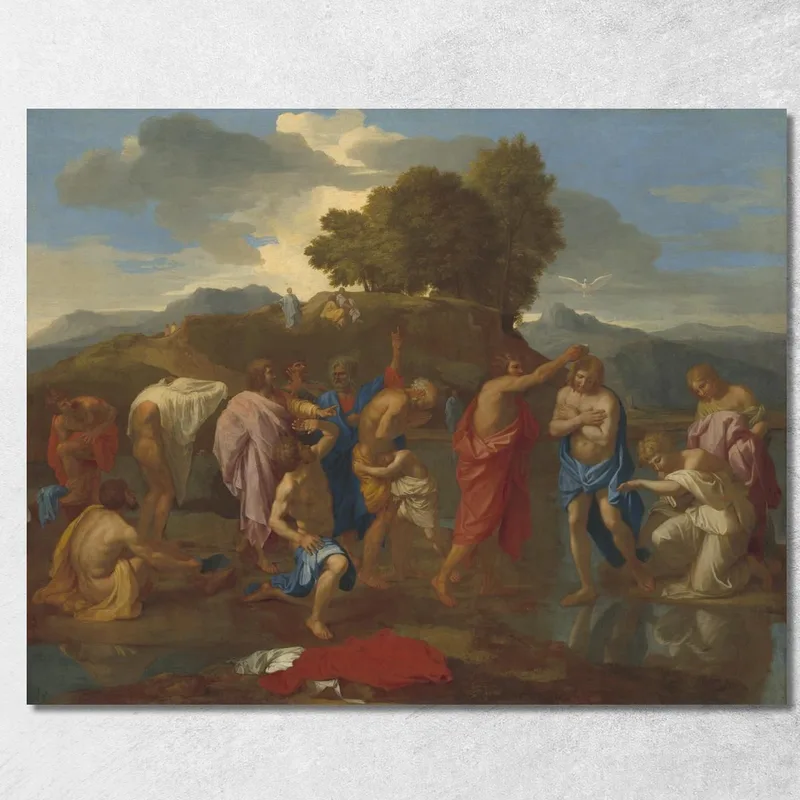 Il Battesimo Di Cristo Nicolas Poussin quadro stampa su tela