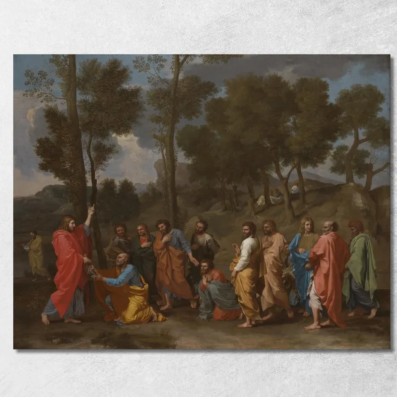 Il Sacramento Dell'Ordine - Cristo Presenta Le Chiavi A San Pietro Nicolas Poussin quadro stampa su tela