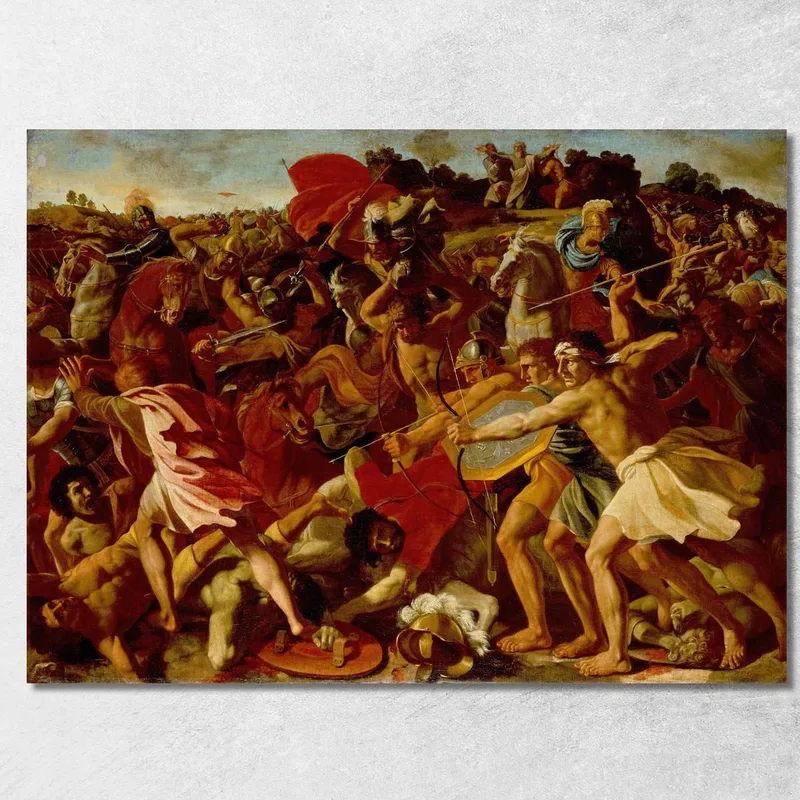 La Vittoria Di Giosuè Sugli Amalechiti Nicolas Poussin quadro stampa su tela