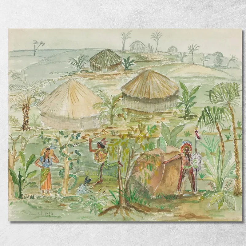Indianerlager Nils Dardel drucken auf leinwand
