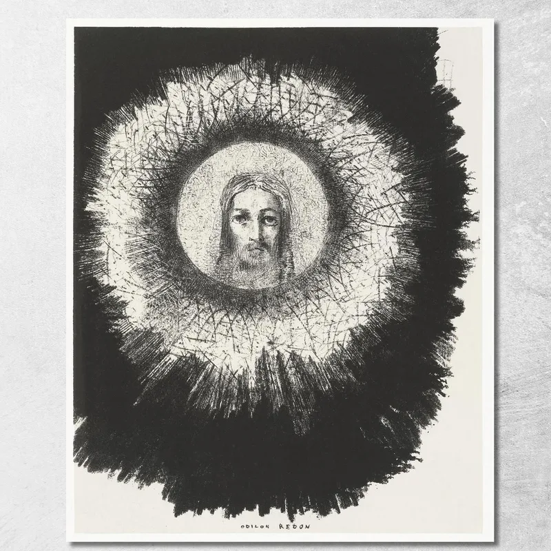 Und Das Antlitz Christi Leuchtete In Der Sonnenscheibe Odilon Redon drucken auf leinwand