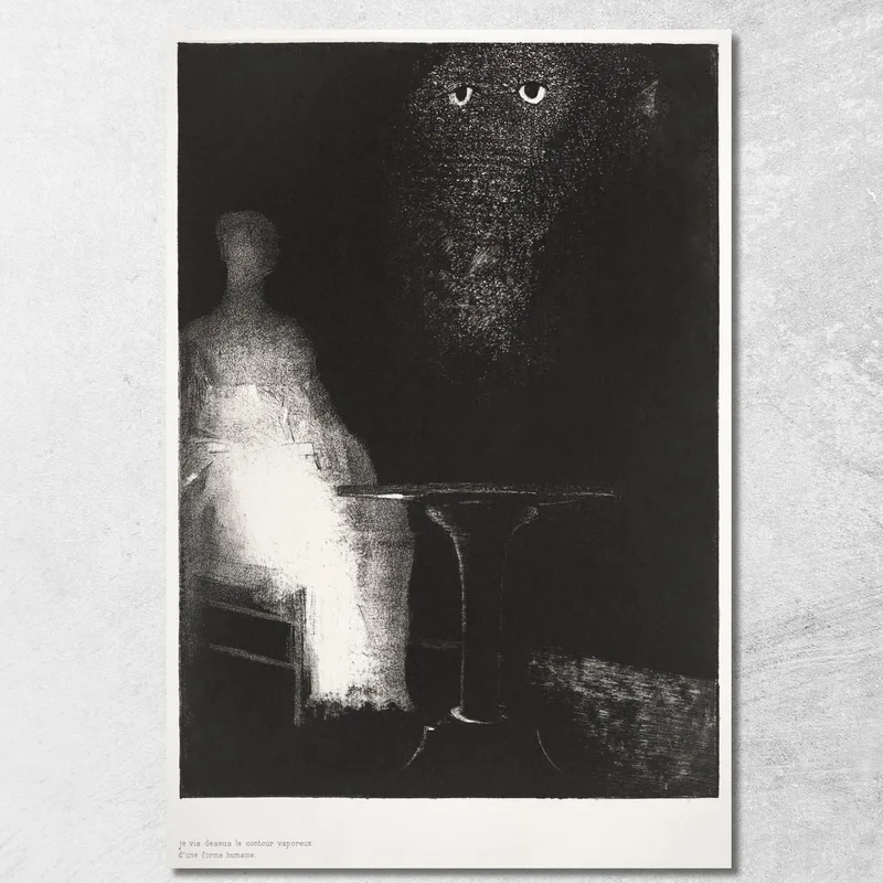 Unten Sah Ich Die Dunstigen Konturen Eines Menschen Odilon Redon drucken auf leinwand