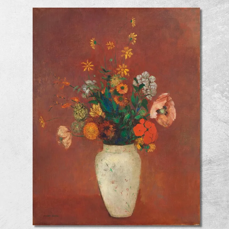 Blumenstrauß In Einer Chinesischen Vase Odilon Redon drucken auf leinwand