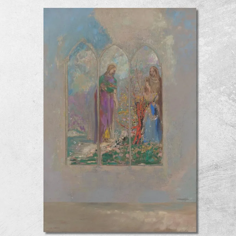 Hingabe In Der Nähe Eines Roten Busches Odilon Redon drucken auf leinwand