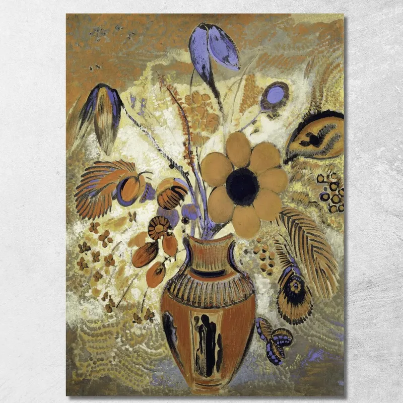 Etruskische Vase Mit Blumen Odilon Redon drucken auf leinwand