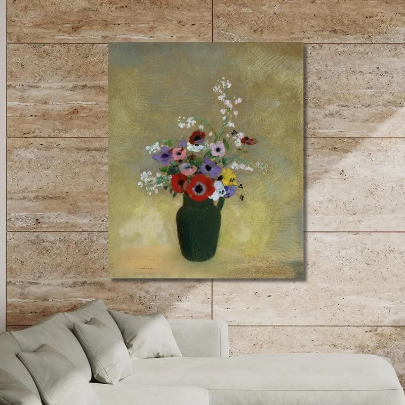 Grande Vaso Verde Con Fiori Misti Odilon Redon