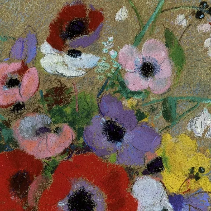 Grande Vaso Verde Con Fiori Misti Odilon Redon