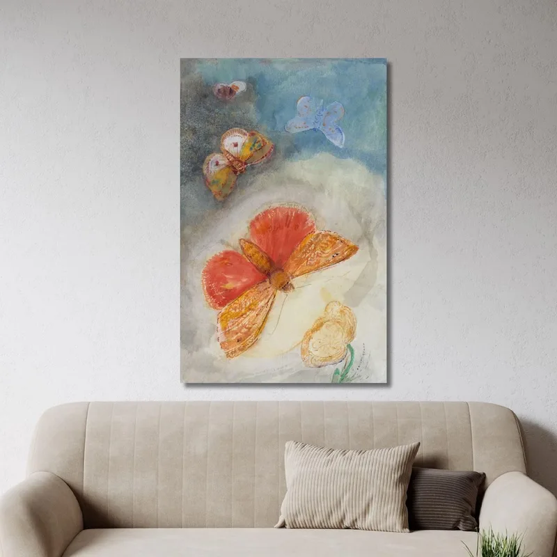 Farfalle E Fiori Quattro Farfalle E Un Fiore Acquerello Odilon Redon