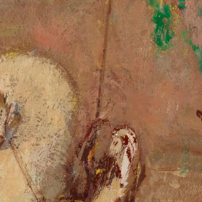 Cavalier Sur La Plage Avec Deux Navires Odilon Redon