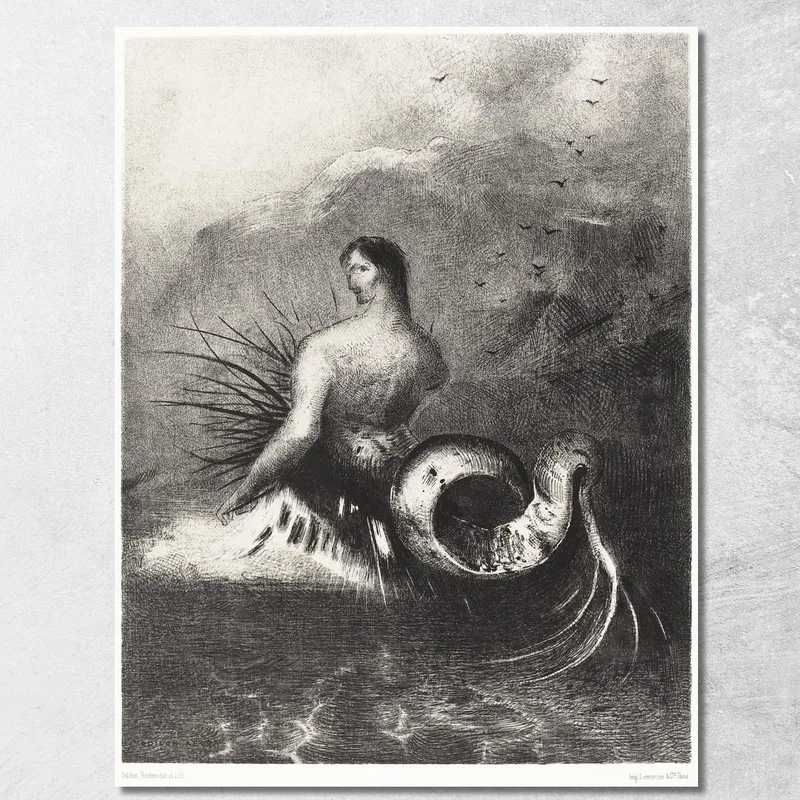 The Siren Clothed In Barbs Emerged From The Waves Odilon Redon canvas print
