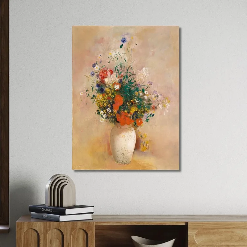 Vaso Di Fiori Sfondo Rosa Odilon Redon