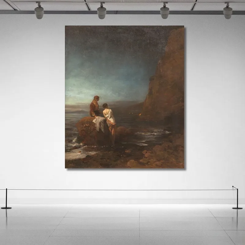 Noche En La Playa De Nápoles Oswald Achenbach