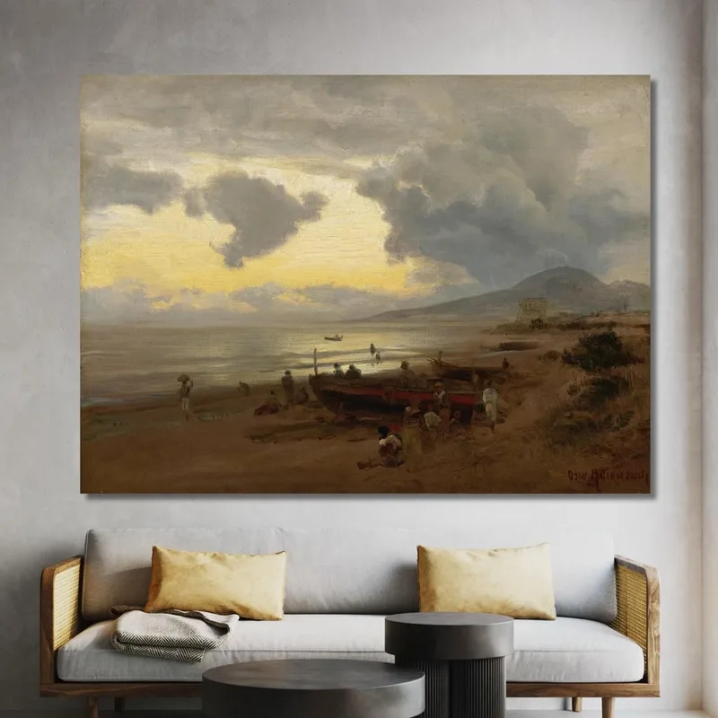 Atardecer En La Orilla Oswald Achenbach