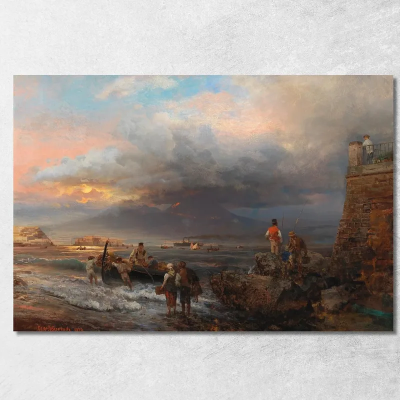 La Baia Di Napoli Con Il Vesuvio Sullo Sfondo Oswald Achenbach quadro stampa su tela