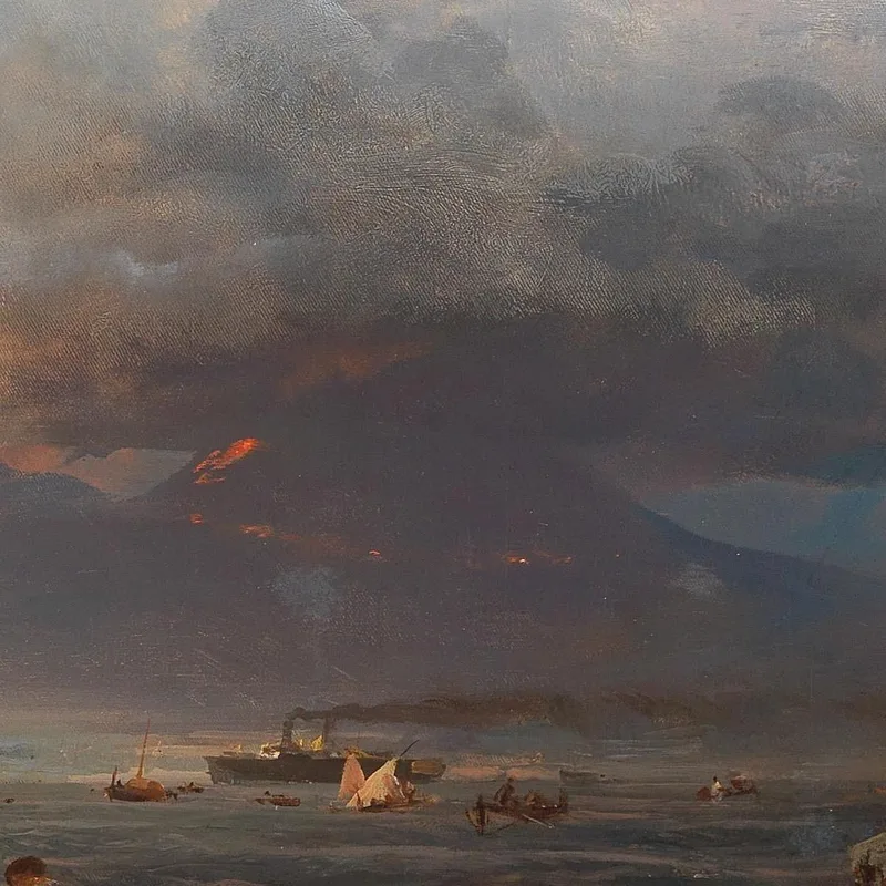 The Bay Of Naples With Vesuvius In The Background Oswald Achenbach