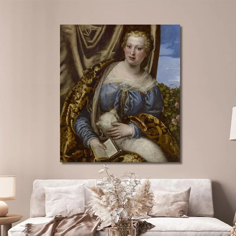 Portrait D'Une Dame En Sainte Agnès Paolo Veronese