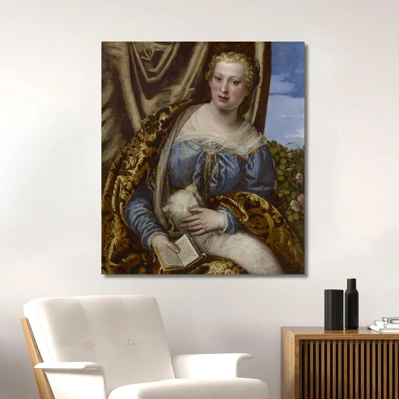 Portrait D'Une Dame En Sainte Agnès Paolo Veronese