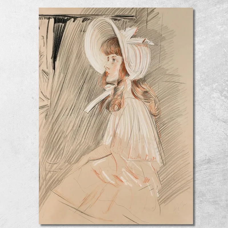 Kleines Mädchen, Das Nach Oben Schaut Paul César Helleu drucken auf leinwand