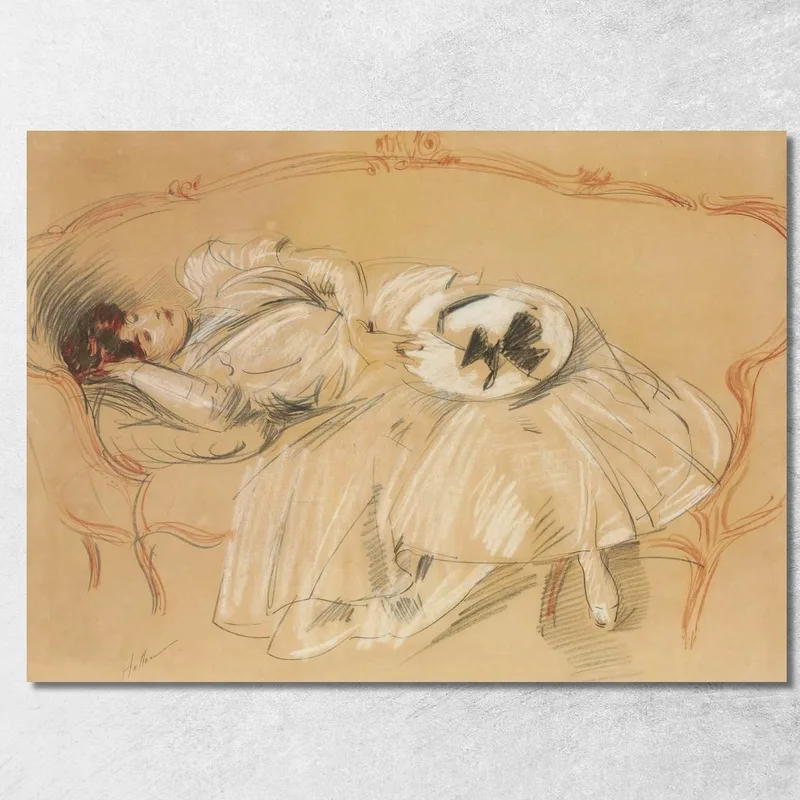 Junge Frau Auf Der Couch Paul César Helleu drucken auf leinwand
