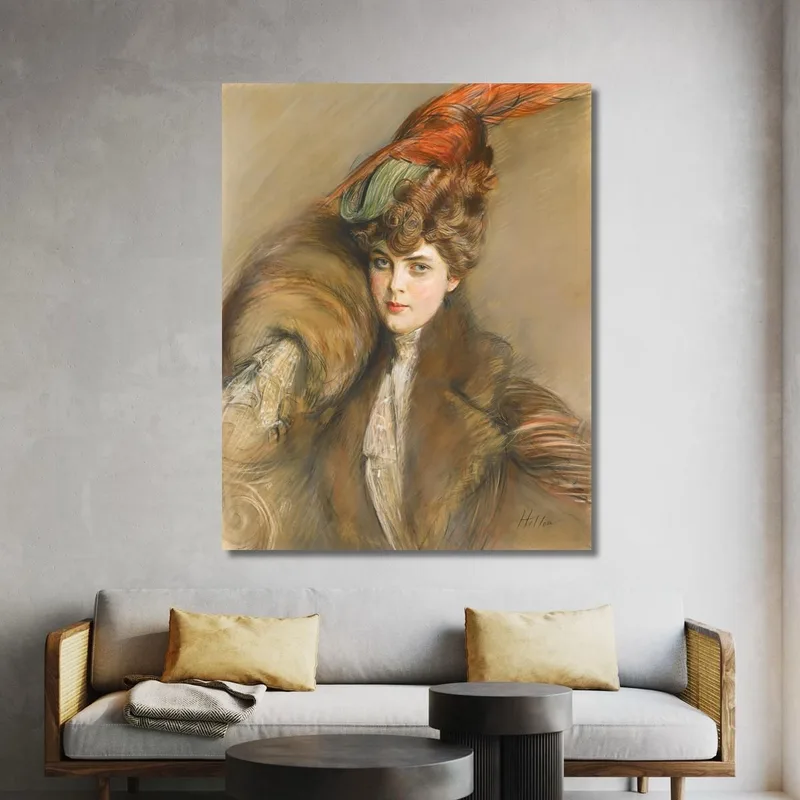 Dama Con Sombrero De Plumas Paul César Helleu