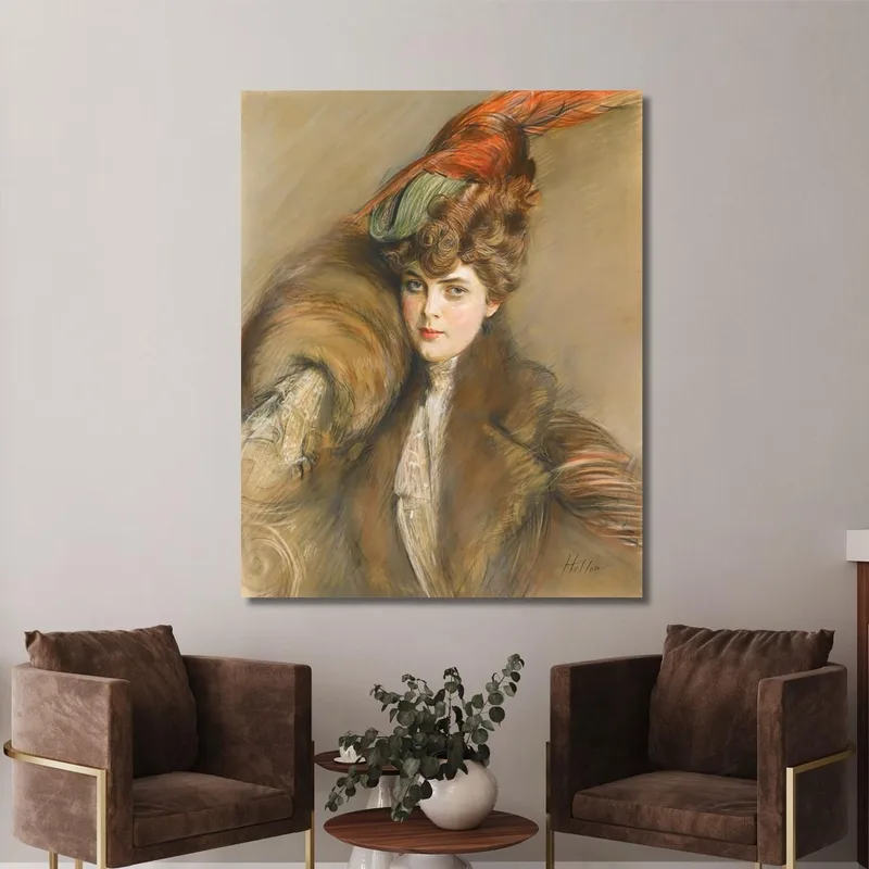 Dama Con Sombrero De Plumas Paul César Helleu