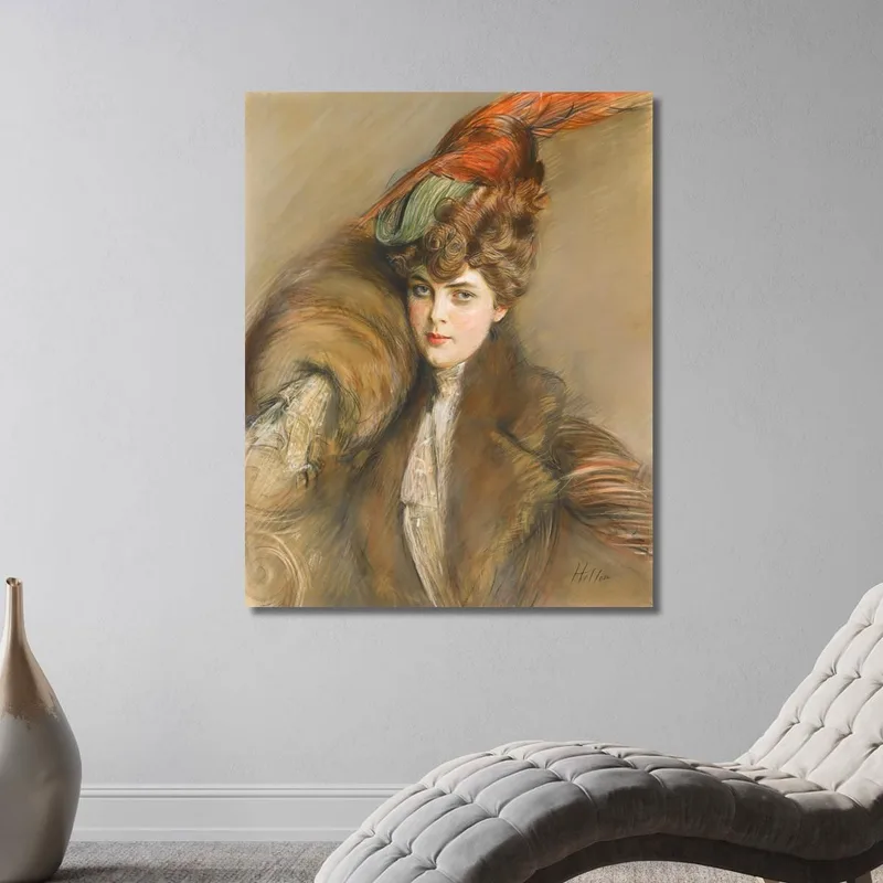 Dama Con Sombrero De Plumas Paul César Helleu