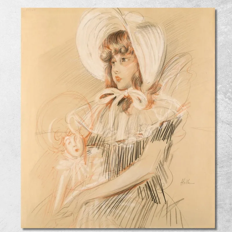 Kleines Mädchen Hält Ihre Puppe Paul César Helleu drucken auf leinwand