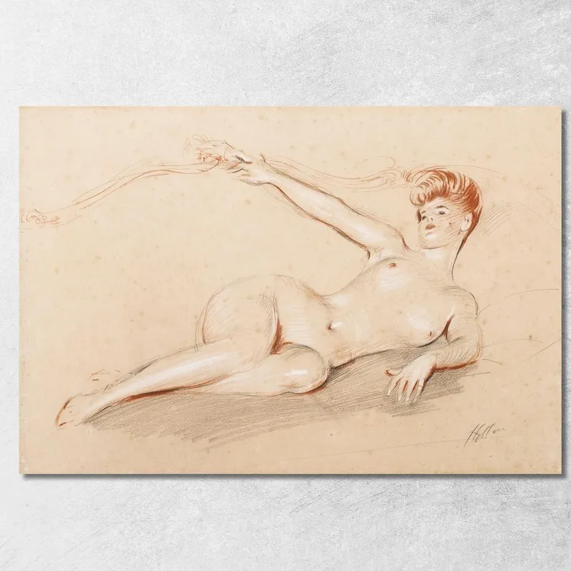 Nackt Auf Einem Sofa Liegend Paul César Helleu drucken auf leinwand