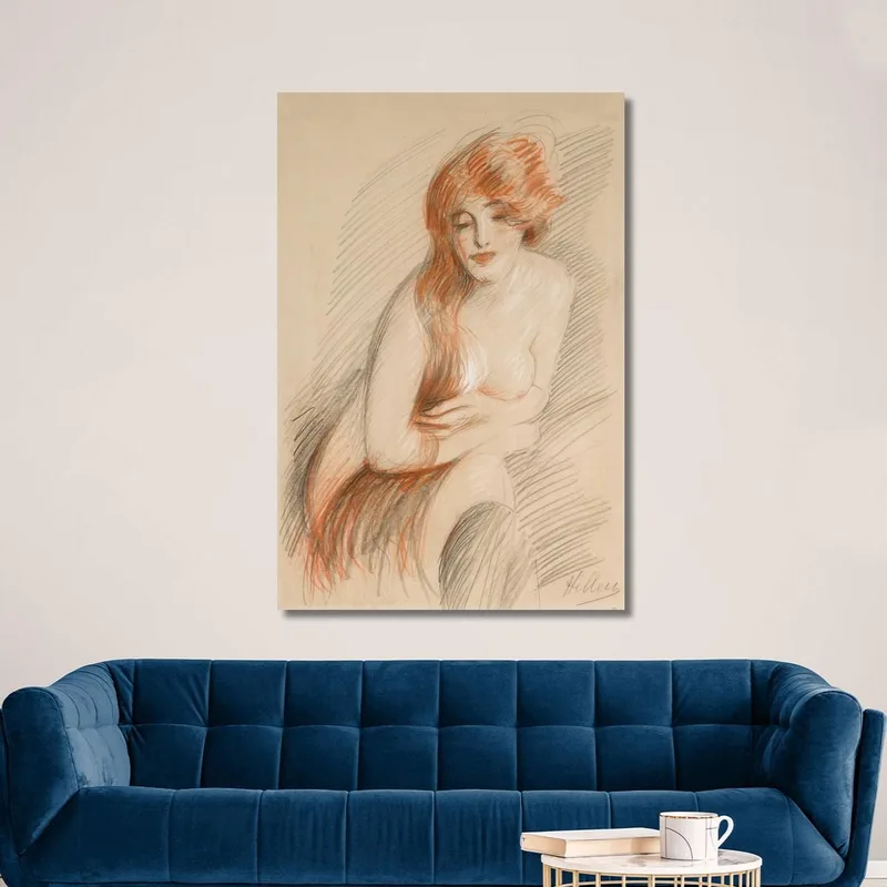 Nackte Frau Mit Langen Haaren Paul César Helleu