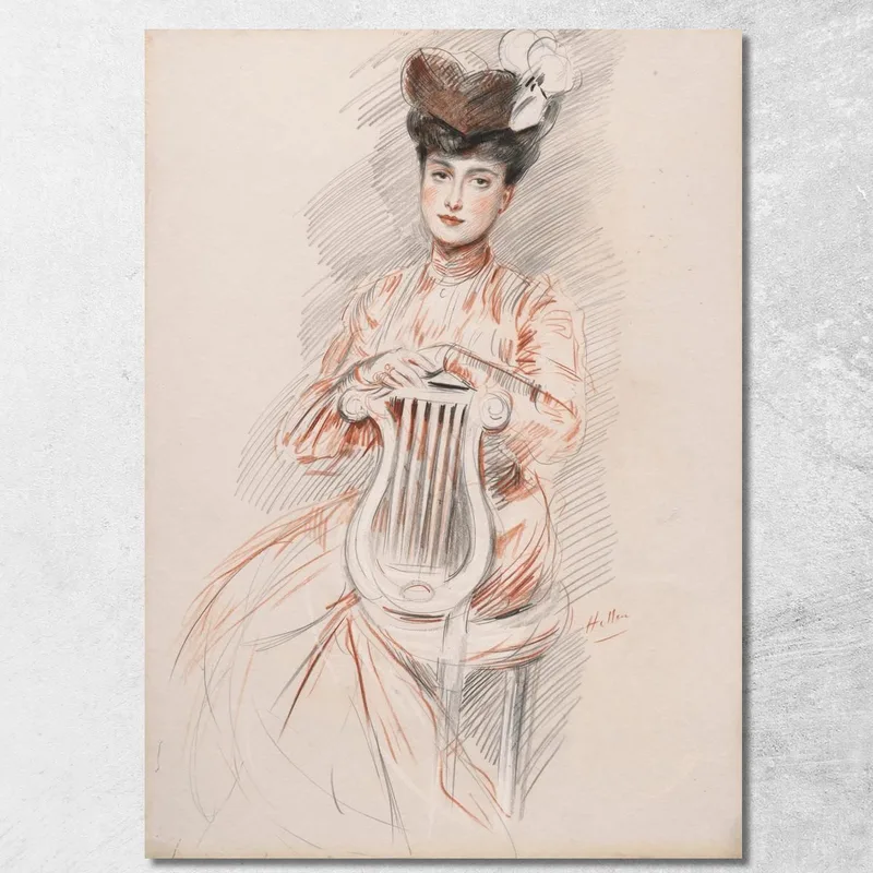 Elegante En La Silla Lyre Paul César Helleu cuadro en lienzo