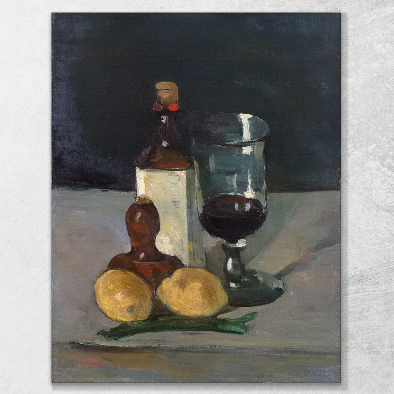 Naturaleza Muerta Con Botella De Cristal Y Limones Paul Cézanne