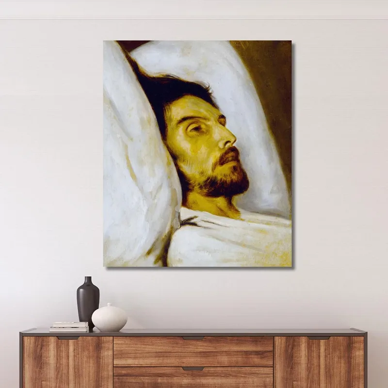 Ritratto Di Un Uomo Sul Letto Di Morte Già Detto Armand Carrel Paul Delaroche