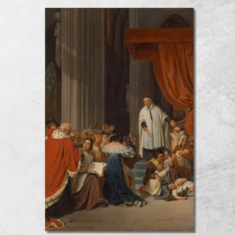 San Vicente De Paúl Predicando En La Corte De Luis Xiii En Favor De Los Niños Abandonados Paul Delaroche cuadro en lienzo