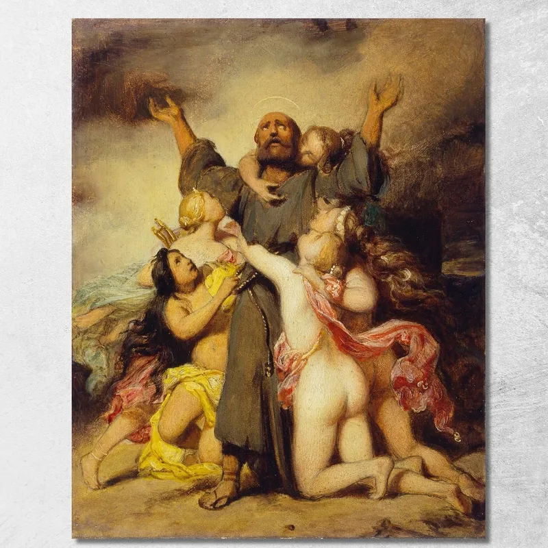 La Tentación De San Antonio Paul Delaroche cuadro en lienzo
