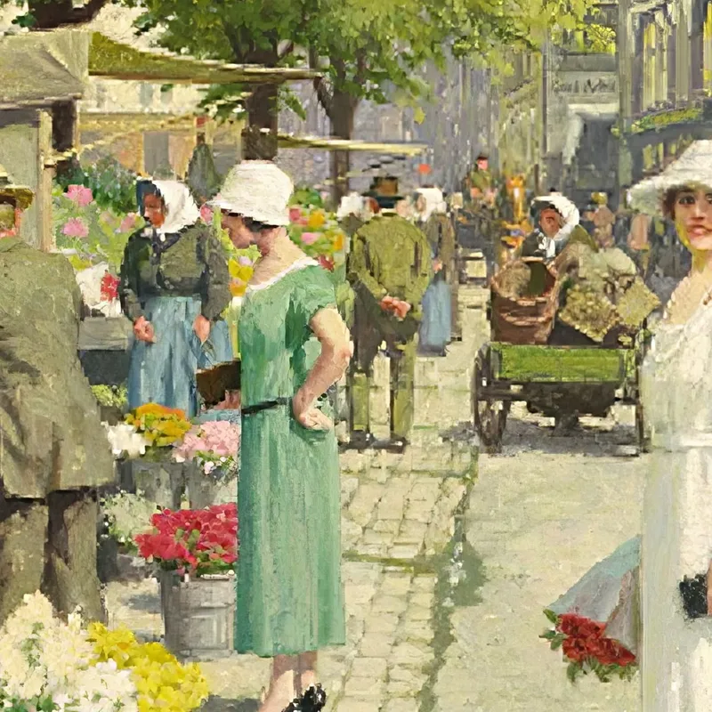Señoras Comprando Flores En Amagertorv Paul Fischer