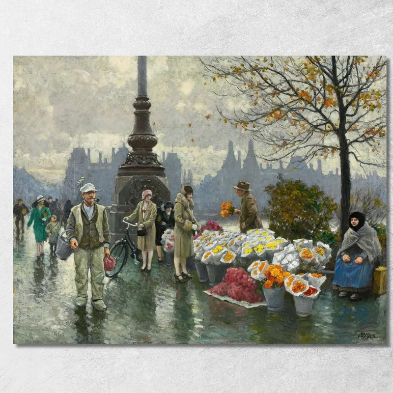 Blumenverkäufer Bei Dr. Louises Bro Königin Louise Brücke In Kopenhagen Paul Fischer drucken auf leinwand
