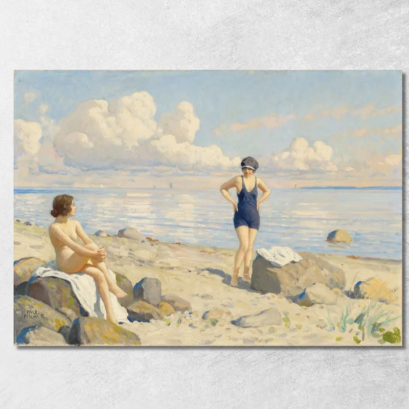 Am Strand Paul Fischer drucken auf leinwand