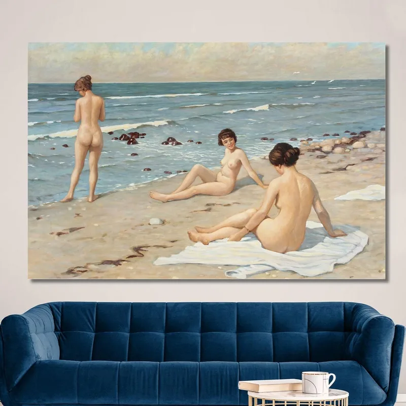 Festa In Spiaggia Con Copia Di Donne Che Fanno Il Bagno Paul Fischer