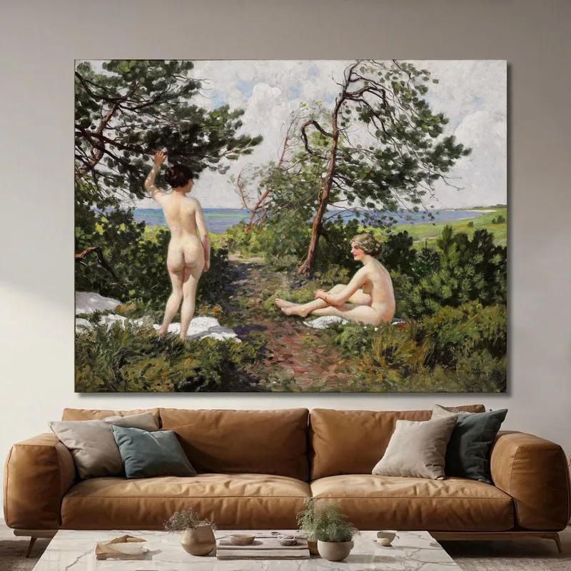 Due Ragazze Che Fanno Il Bagno In Un Boschetto Sulla Costa Di Hornbæk Paul Fischer