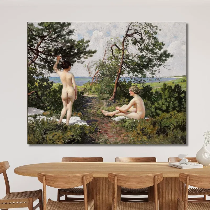 Due Ragazze Che Fanno Il Bagno In Un Boschetto Sulla Costa Di Hornbæk Paul Fischer