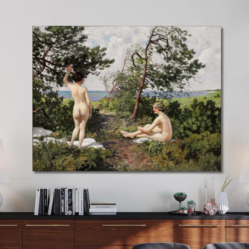 Due Ragazze Che Fanno Il Bagno In Un Boschetto Sulla Costa Di Hornbæk Paul Fischer