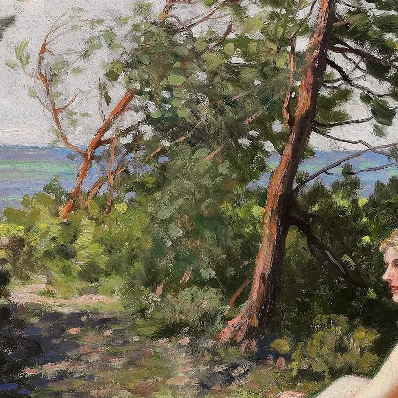 Due Ragazze Che Fanno Il Bagno In Un Boschetto Sulla Costa Di Hornbæk Paul Fischer
