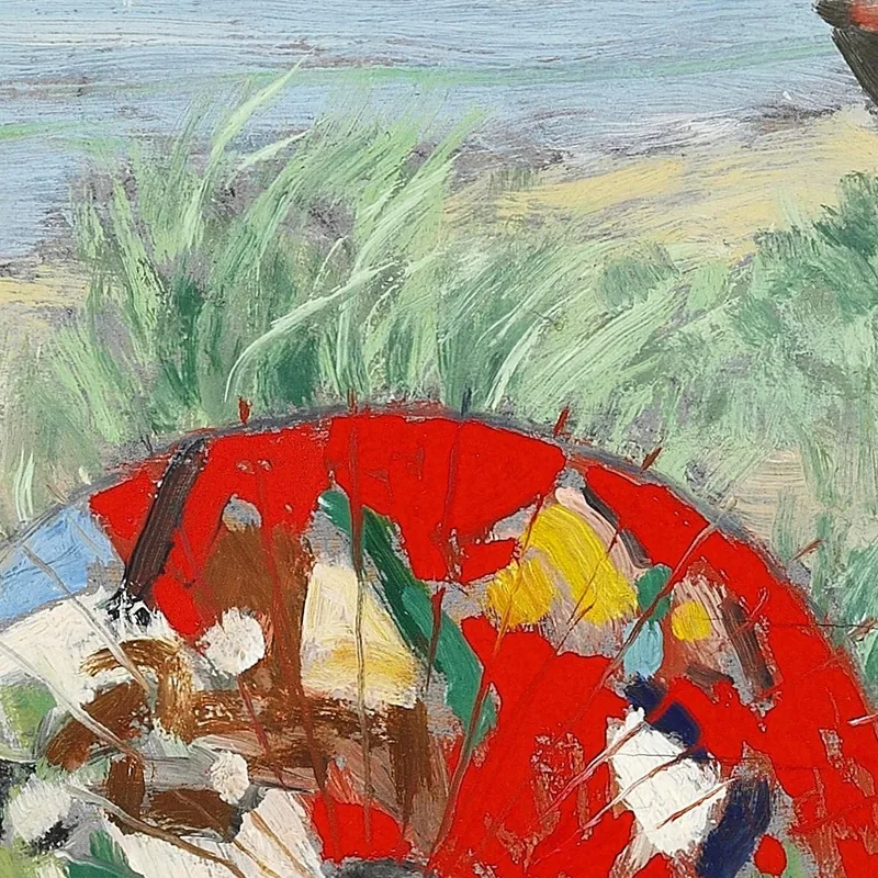 Zwei Mädchen Und Ein Japanischer Sonnenschirm Am Strand Von Hornbæk Paul Fischer